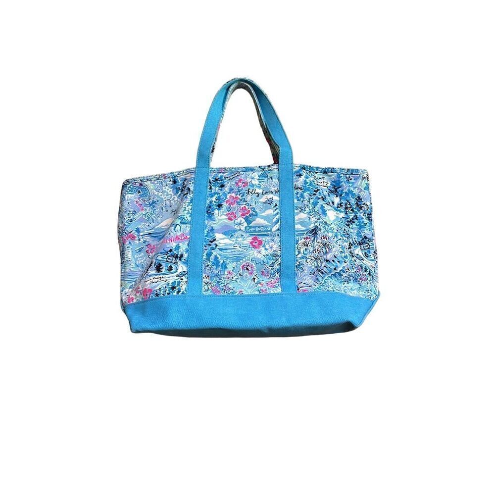 Lilly Pulitzer Mercato Tote Blue Peri "Lilly Loves North Carolina" - NWT - Picture 4 of 8